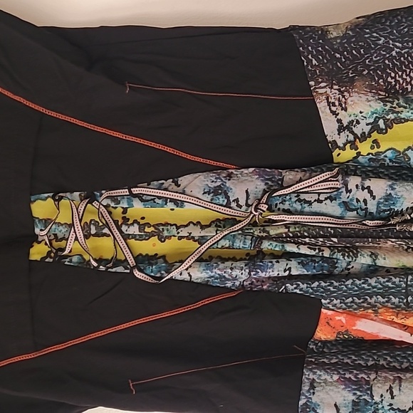 C’Fait Pour Vous Paris Sleeveless Summer Black Colorful Dress Euro Size 3  - Picture 5 of 10